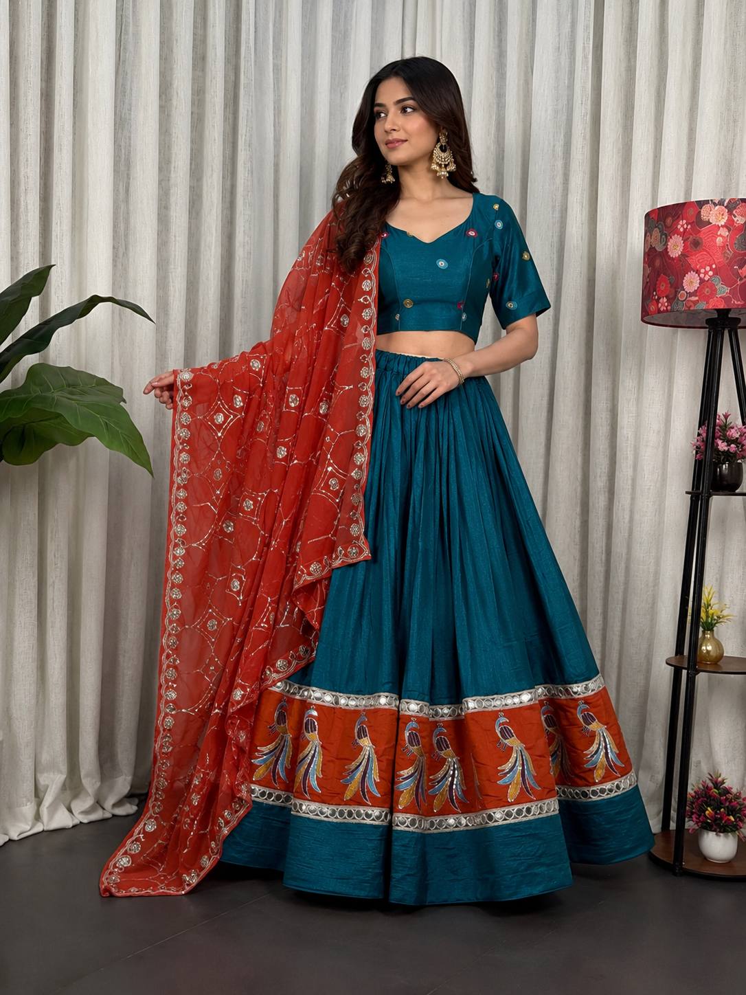 Morpich Readymade Chaniya with Red Dupatta - Image 4