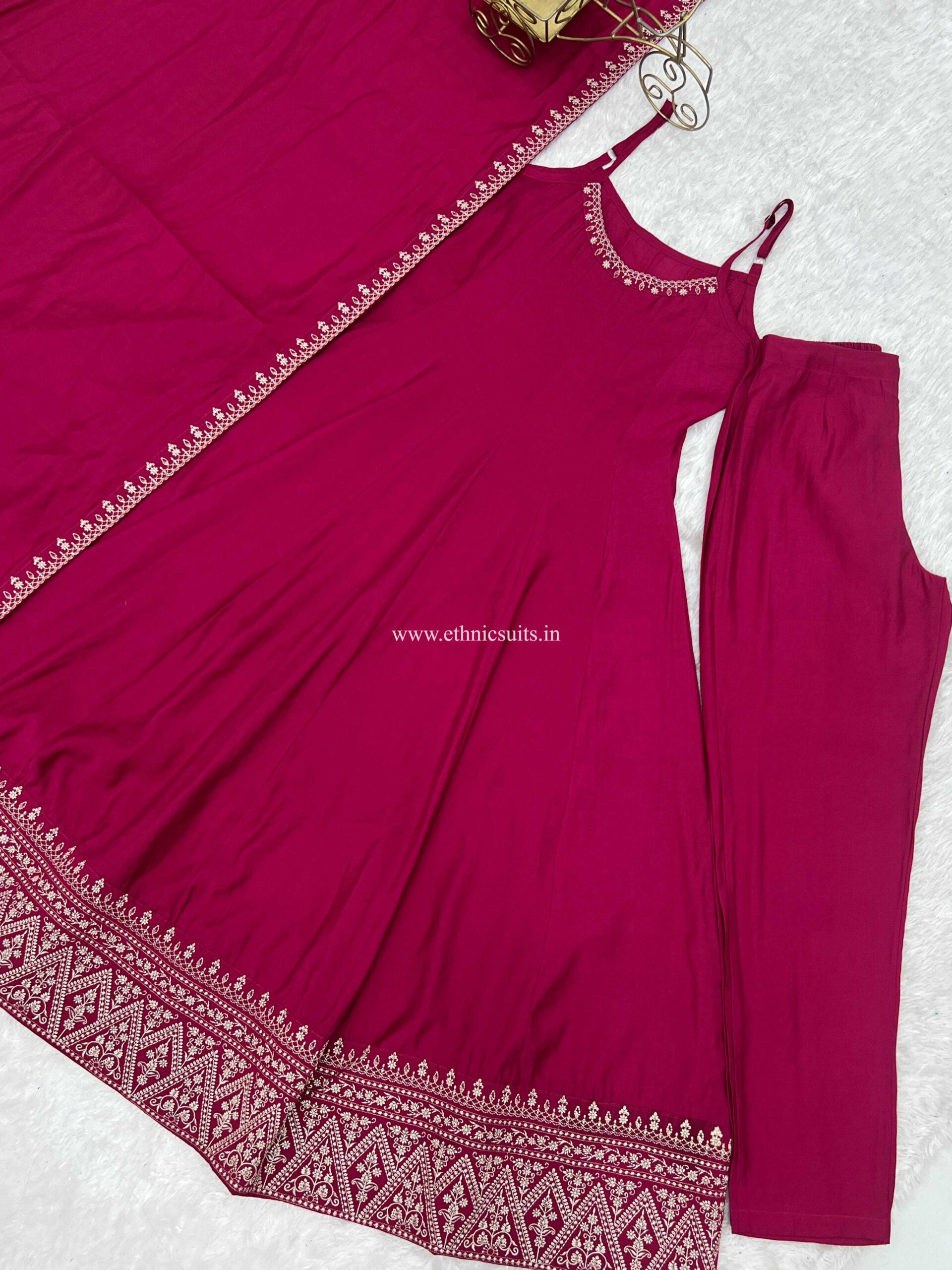 Wedding Wear Sleeveless Anarkali Suit Red - Image 5